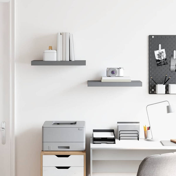 vidaXL Floating Wall Shelves 2 pcs. High Gloss Grey 50x23x3.8 cm MDF