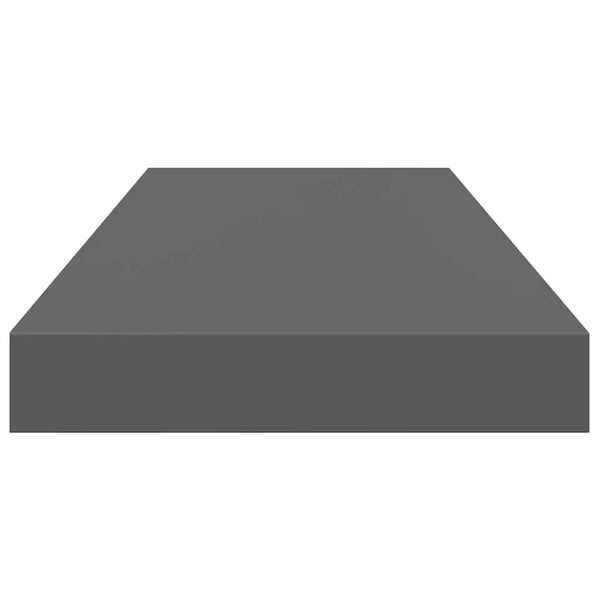 vidaXL Floating Shelves 2 pcs. High-Gloss Grey 60x23.5x3.8 cm MDF