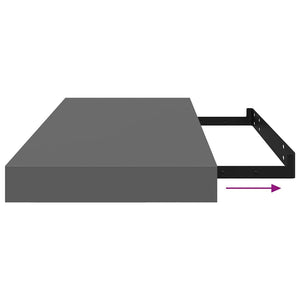vidaXL Floating Shelves 2 pcs. High-Gloss Grey 60x23.5x3.8 cm MDF