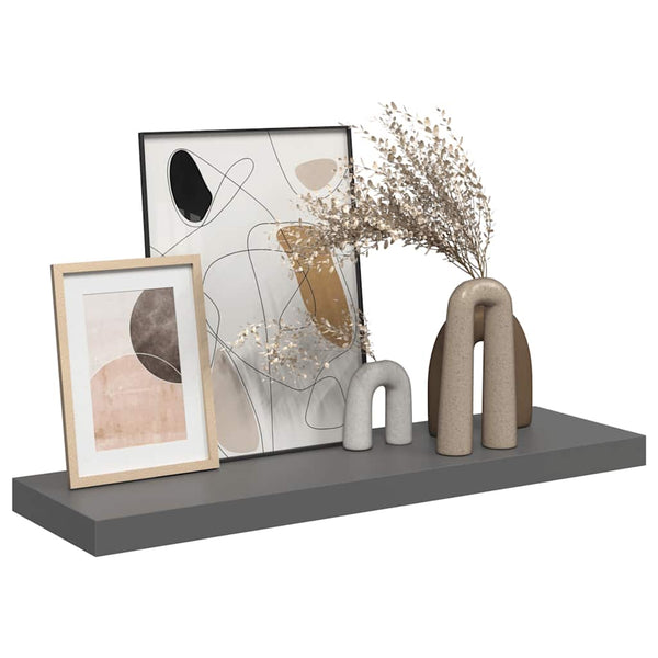 vidaXL Floating Shelf High Gloss Grey 80x23.5x3.8 cm MDF