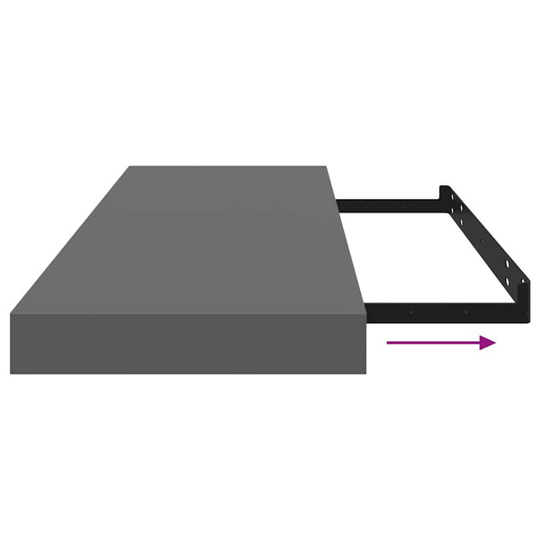 vidaXL Floating Shelf High Gloss Grey 80x23.5x3.8 cm MDF