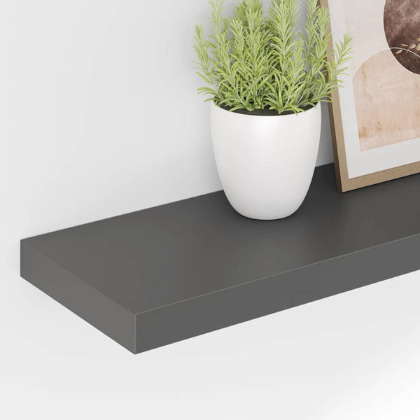 vidaXL Floating Wall Shelf High Gloss Grey 90x23.5x3.8 cm MDF