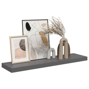 vidaXL Floating Wall Shelf High Gloss Grey 90x23.5x3.8 cm MDF