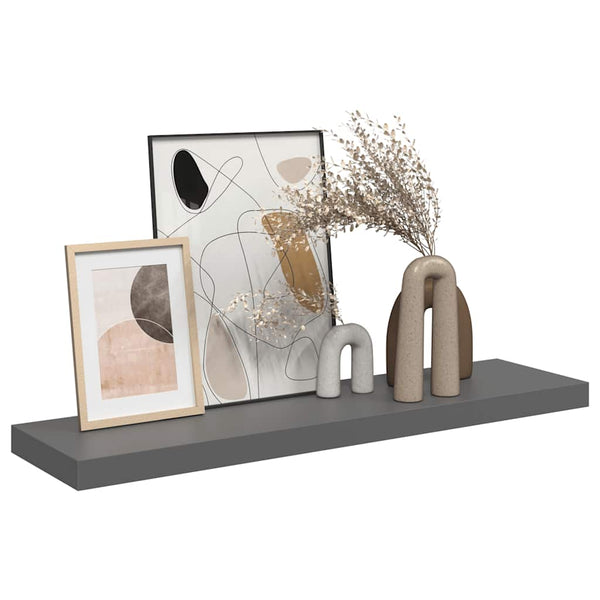 vidaXL Floating Wall Shelf High Gloss Grey 90x23.5x3.8 cm MDF