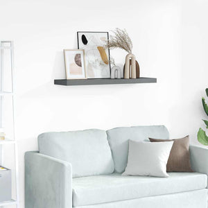 vidaXL Floating Wall Shelf High Gloss Grey 90x23.5x3.8 cm MDF