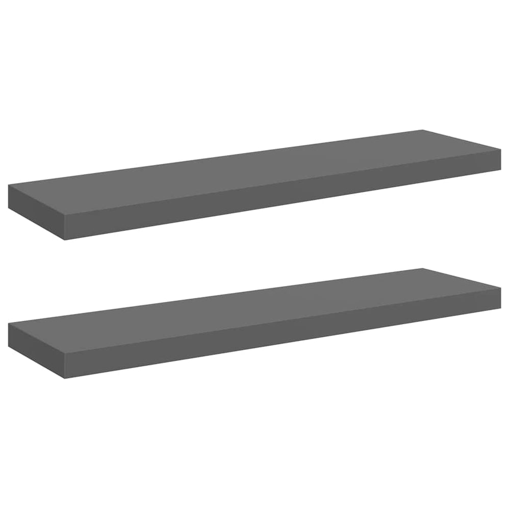 vidaXL Floating Shelves 2 pcs. High-Gloss Grey 90x23.5x3.8 cm MDF