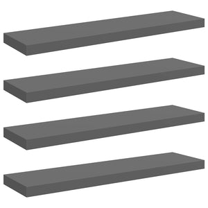 vidaXL Floating Shelves 4 pcs. High Gloss Grey 90x23.5x3.8 cm MDF