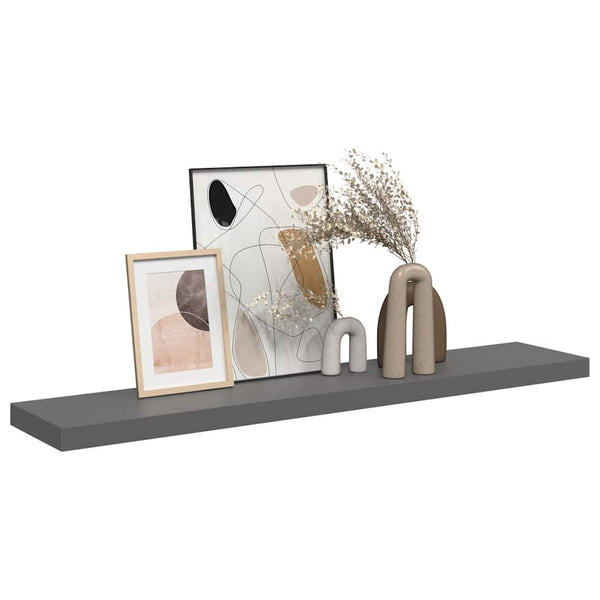 vidaXL Floating Shelf High Gloss Grey 120x23.5x3.8 cm MDF