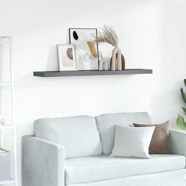 vidaXL Floating Shelf High Gloss Grey 120x23.5x3.8 cm MDF
