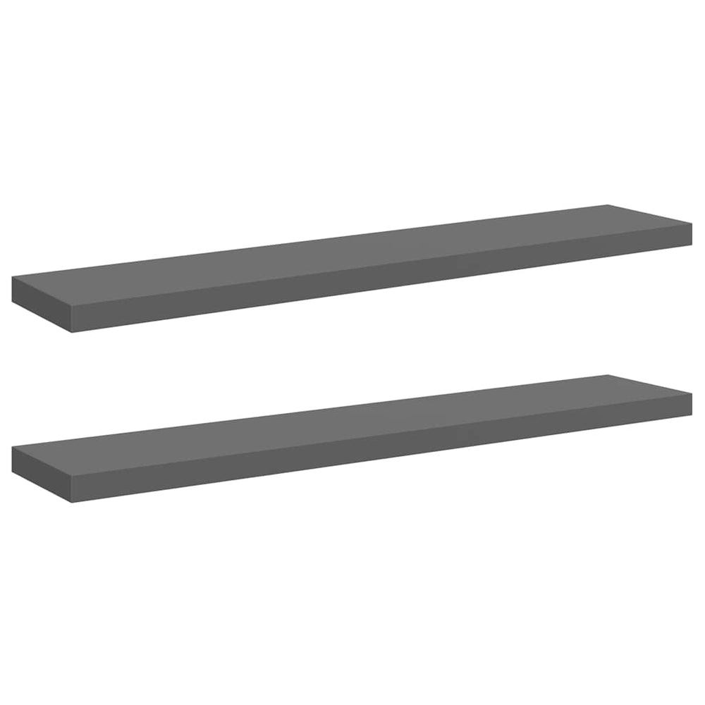 vidaXL Floating Shelves 2 pcs. High Gloss Grey 120x23.5x3.8 cm MDF