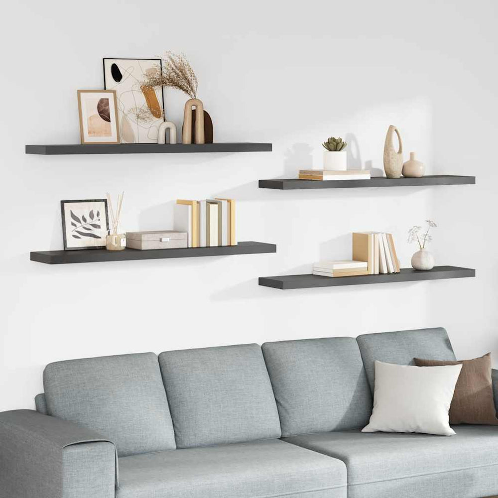 vidaXL Floating Shelves 4 pcs. High Gloss Grey 120x23.5x3.8 cm MDF