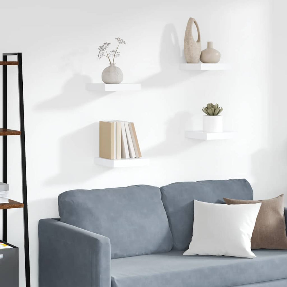 vidaXL Floating Shelves 4 pcs White 23x23.5x3.8 cm MDF
