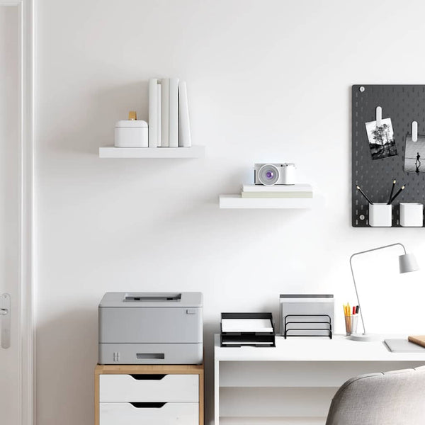 vidaXL Floating Wall Shelves 2 pcs White 40x23x3.8 cm MDF