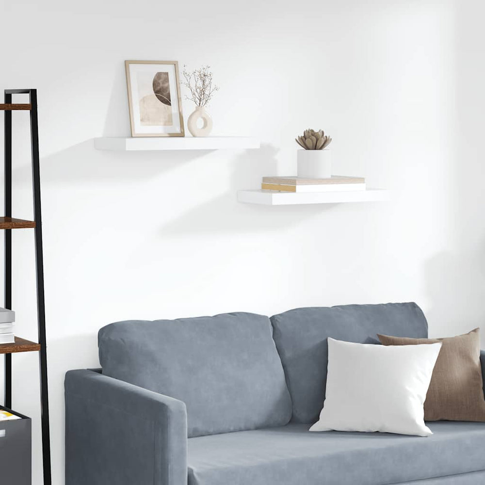 vidaXL Floating Shelves 2 pcs. White 50x23x3.8 cm MDF