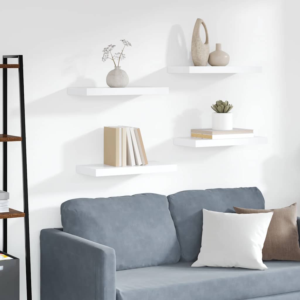 vidaXL Floating Wall Shelves 4 pcs. White 50x23x3.8cm MDF