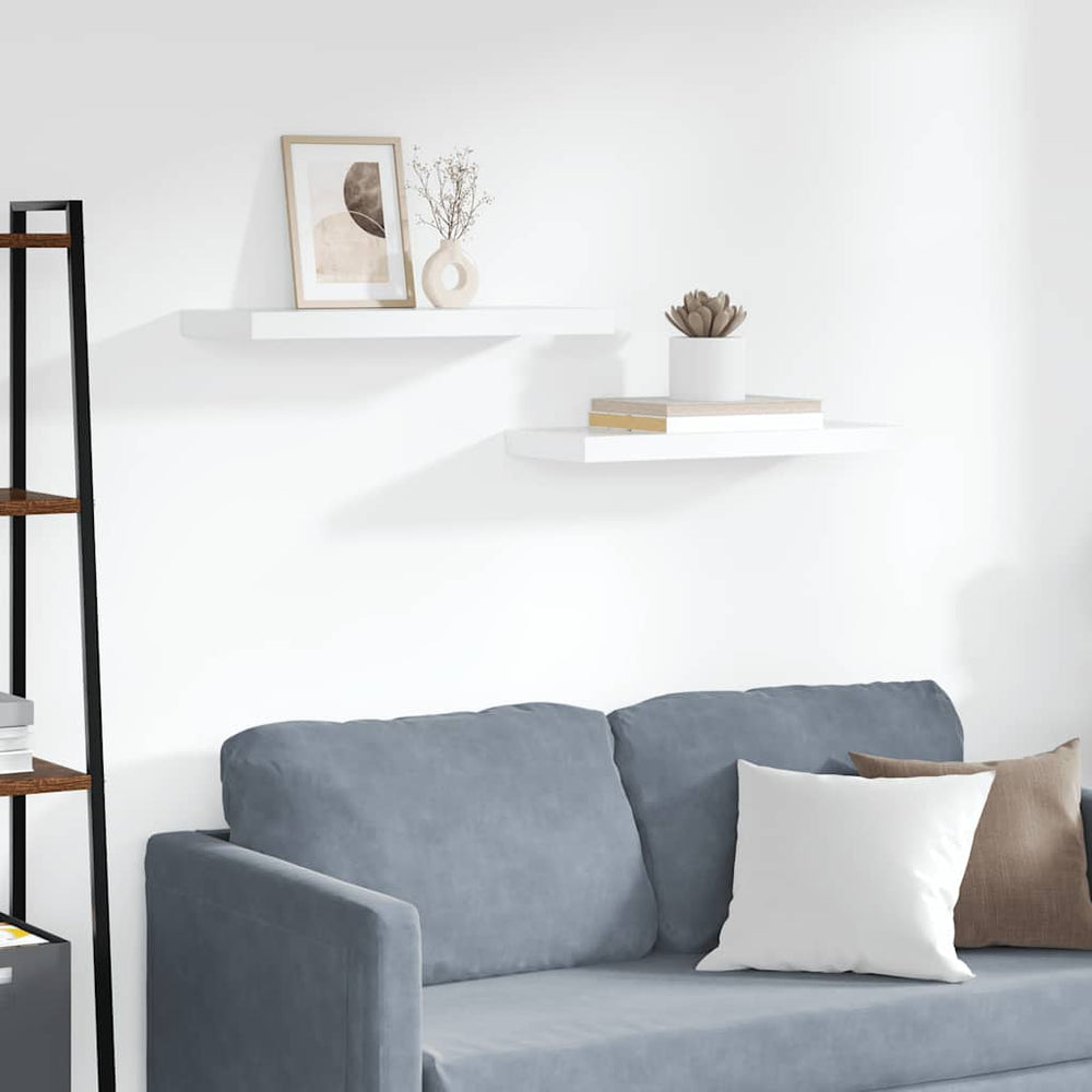 vidaXL Floating Wall Shelves 2 pcs White 60x23.5x3.8cm MDF