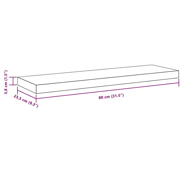 vidaXL Floating Shelves 2 pcs White 80x23.5x3.8 cm MDF