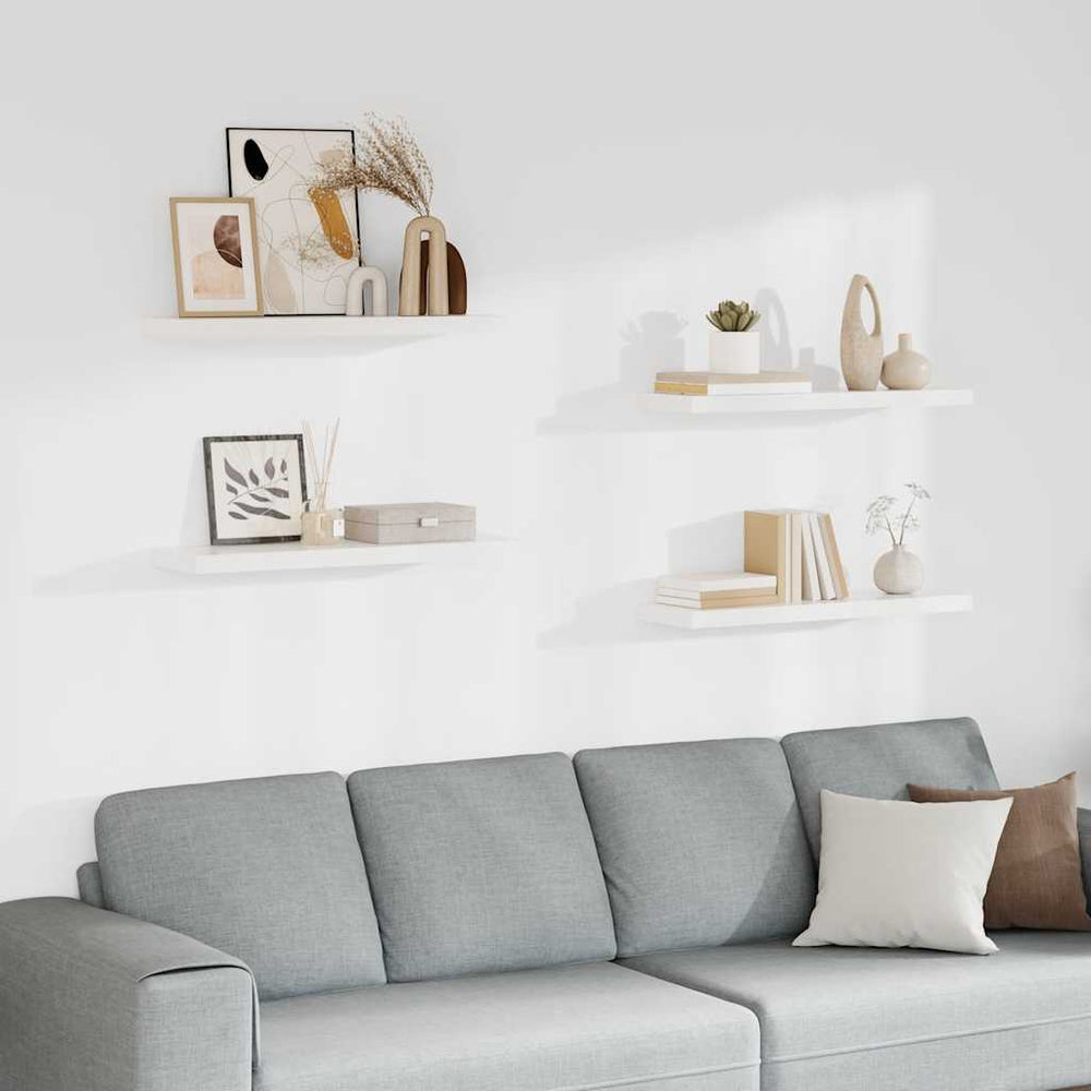 vidaXL Floating Wall Shelves 4 pcs White 80x23.5x3.8 cm MDF
