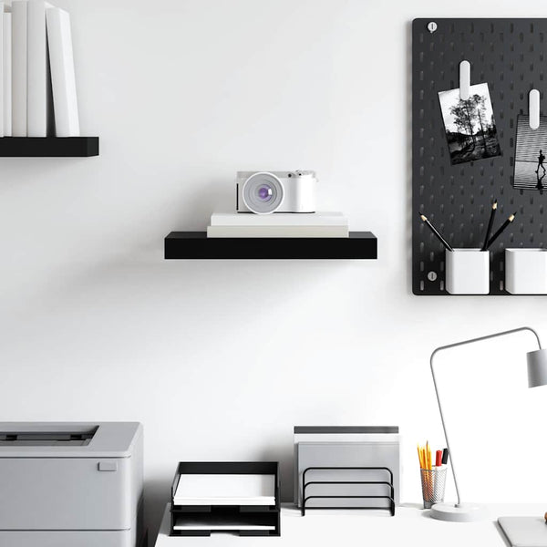 vidaXL Floating Wall Shelf Black 40x23x3.8 cm MDF