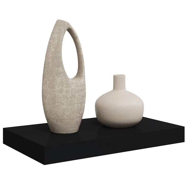 vidaXL Floating Wall Shelf Black 40x23x3.8 cm MDF