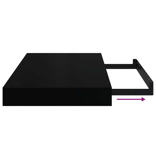 vidaXL Floating Wall Shelf Black 40x23x3.8 cm MDF