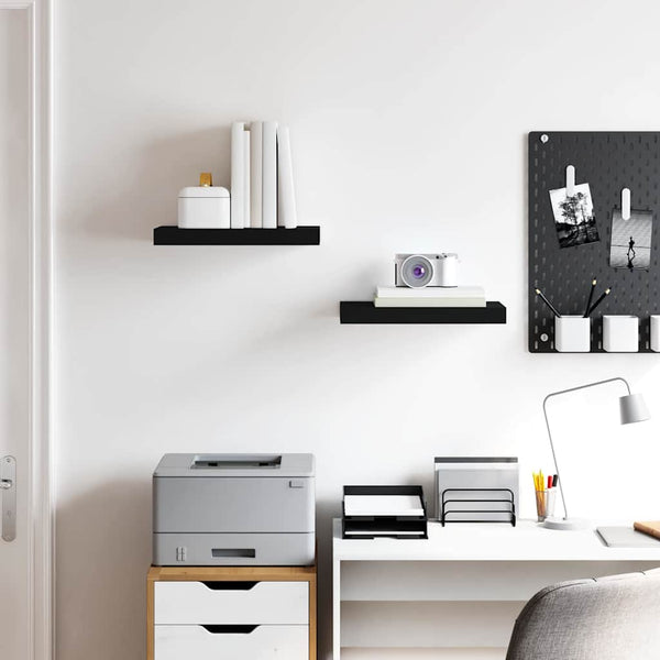 vidaXL Floating Wall Shelves 2 pcs Black 40x23x3.8 cm MDF