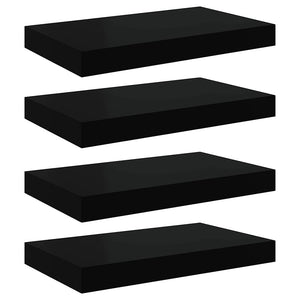 vidaXL Floating Wall Shelves 4 pcs. Black 40x23x3.8 cm MDF