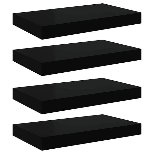 vidaXL Floating Wall Shelves 4 pcs. Black 40x23x3.8 cm MDF