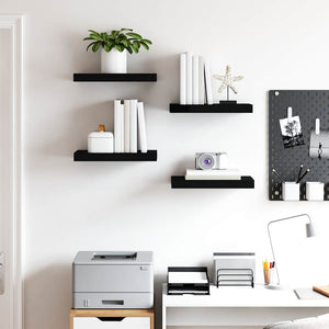 vidaXL Floating Wall Shelves 4 pcs. Black 40x23x3.8 cm MDF