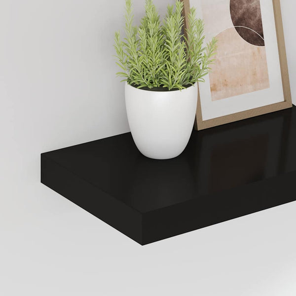 vidaXL Floating Wall Shelves 4 pcs. Black 40x23x3.8 cm MDF