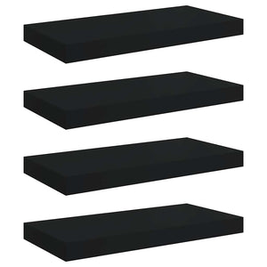 vidaXL Floating Shelves 4 pcs Black 50x23x3.8 cm MDF