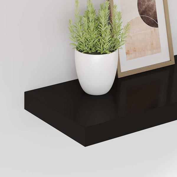 vidaXL Floating Shelves 4 pcs Black 50x23x3.8 cm MDF