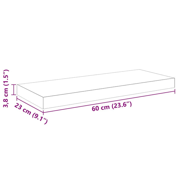 vidaXL Floating Wall Shelves 4 pcs Black 60x23.5x3.8 cm MDF