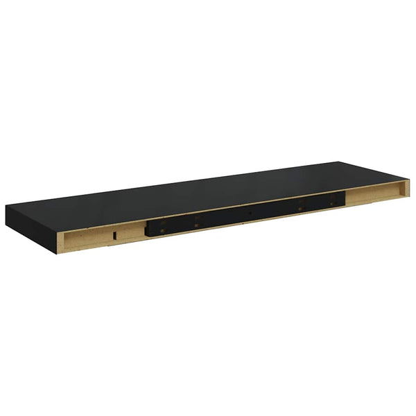 vidaXL Floating Wall Shelf Black 80x23.5x3.8 cm MDF