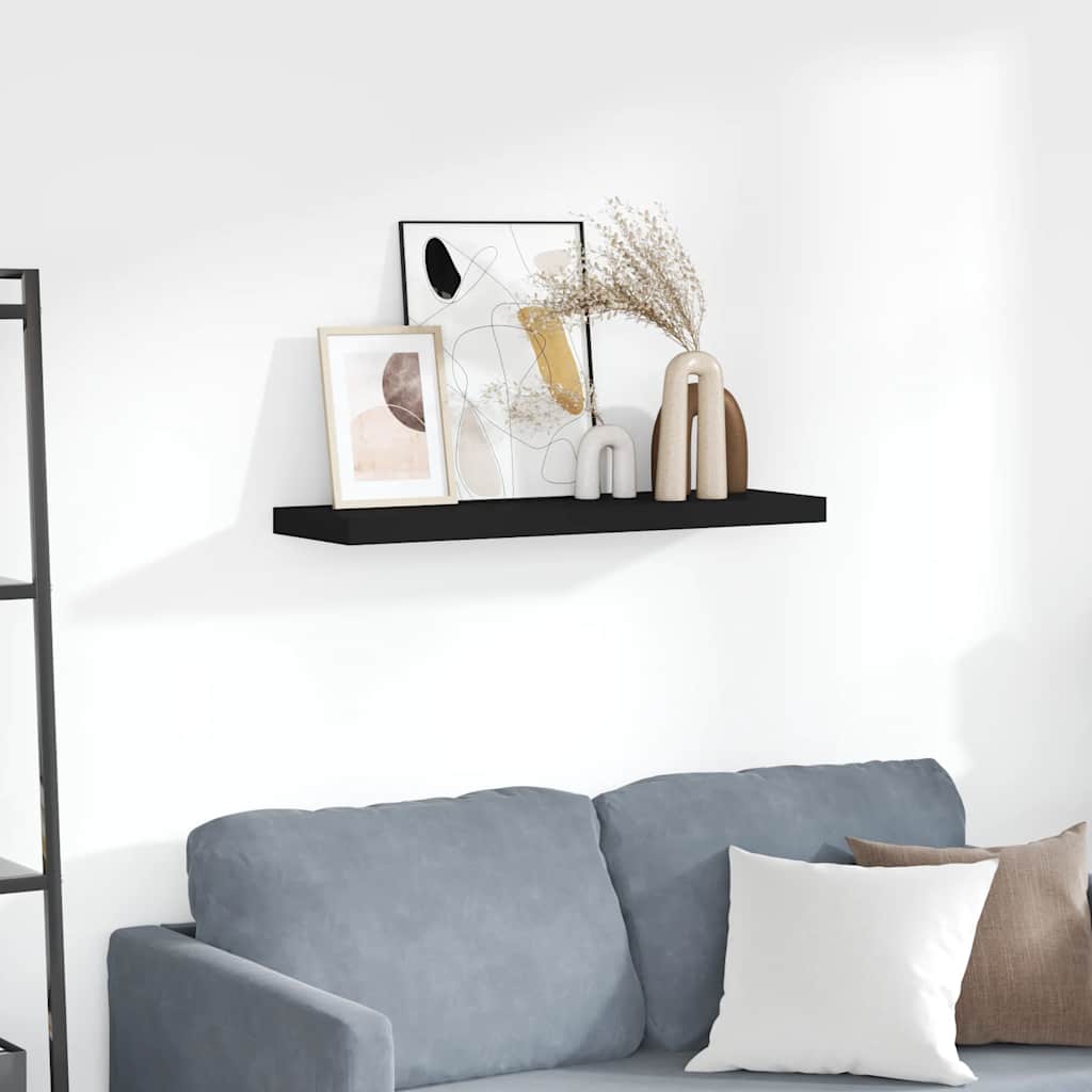vidaXL Floating Wall Shelf Black 80x23.5x3.8 cm MDF