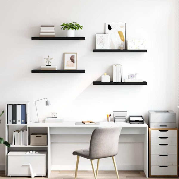 vidaXL Floating Shelves 4 pcs. Black 80x23.5x3.8 cm MDF