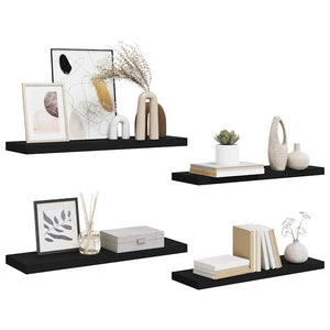 vidaXL Floating Shelves 4 pcs. Black 80x23.5x3.8 cm MDF