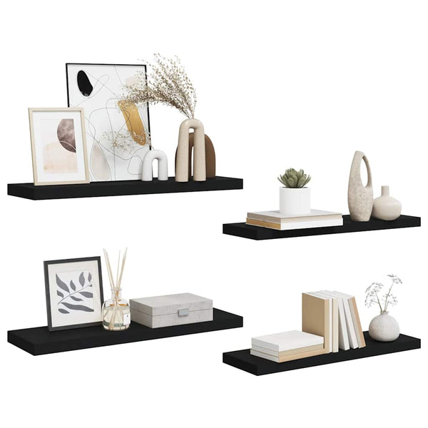 vidaXL Floating Shelves 4 pcs. Black 80x23.5x3.8 cm MDF