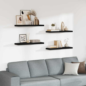 vidaXL Floating Shelves 4 pcs. Black 80x23.5x3.8 cm MDF