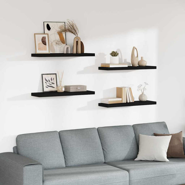 vidaXL Floating Shelves 4 pcs. Black 80x23.5x3.8 cm MDF