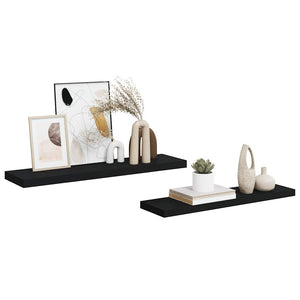 vidaXL Floating Wall Shelves 2 pcs Black 90x23.5x3.8 cm MDF