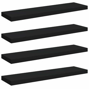 vidaXL Floating Shelves 4 pcs Black 90x23.5x3.8 cm MDF