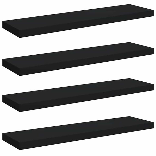 vidaXL Floating Shelves 4 pcs Black 90x23.5x3.8 cm MDF