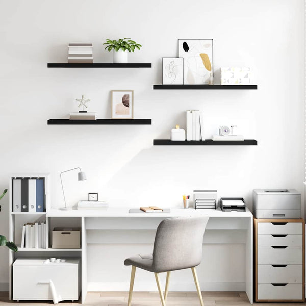 vidaXL Floating Shelves 4 pcs Black 90x23.5x3.8 cm MDF