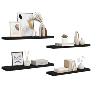 vidaXL Floating Shelves 4 pcs Black 90x23.5x3.8 cm MDF