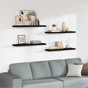 vidaXL Floating Shelves 4 pcs Black 90x23.5x3.8 cm MDF