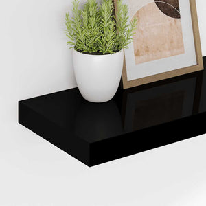 vidaXL Floating Wall Shelf Black 120x23.5x3.8 cm MDF