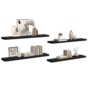 vidaXL Floating Shelves 4 pcs Black 120x23.5x3.8 cm MDF