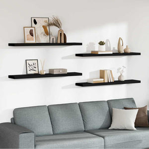 vidaXL Floating Shelves 4 pcs Black 120x23.5x3.8 cm MDF