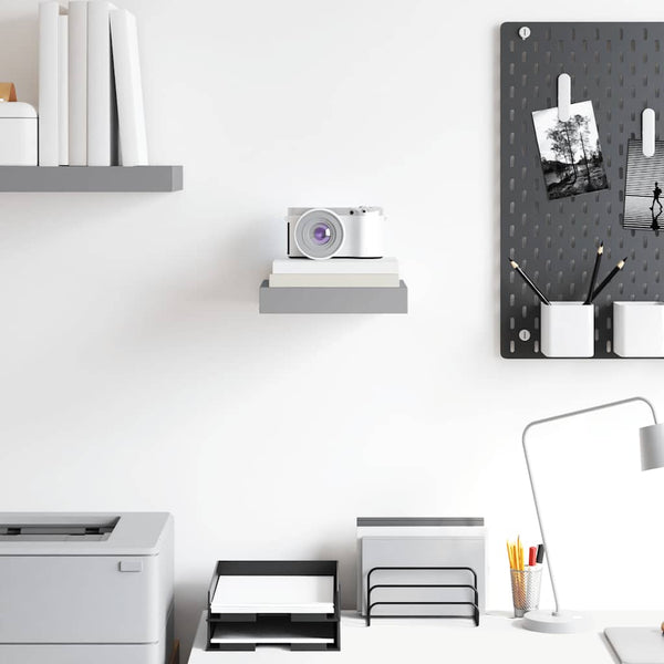 vidaXL Floating Wall Shelf Grey 23x23.5x3.8 cm MDF